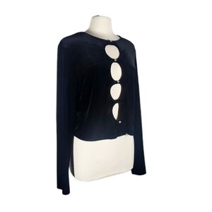 FashionNova Velvet Long Sleeve Circle Cutout and Rhinestone Front Blouse Size 3X